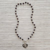 GARNET (6MM) NECKLACE WITH SCARAB PENDANT-20"