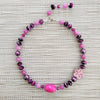 HOT PINK COLORED MIXED BEAD NECKLACE-16"