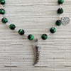 GREEN TIGERS EYE NECKLACE WITH CLAW PENDANT-24"