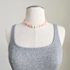 PINK CORAL & WHITE PEARL NECKLACE -16"
