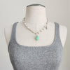 ECRU PEARLS WITH TURQUOISE DROP NECKLACE-18"