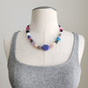 MIXED AGATE NECKLACE WITH TANZANITE ACCENT-16"