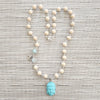WOOD AGATE NECKLACE WITH BUDDHA PENDANT-24"