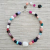 MIXED AGATE NECKLACE WITH WHITE ACCENT-16"