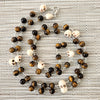 TIGERS EYE WITH SKULL BEAD NECKLACE-40"