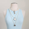 MOTHER OF PEARL NECKLACEWITH ROSE PENDANT-24"