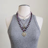 PURPLE TIGERS EYE NECKLACE WITH LOTUS PENDANT-24"