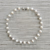 WHITE PEARL (8MM) NECKLACE WITH HEART CLASP-16"