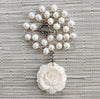 WHITE PEARL (8MM) NECKLACE WITH CARVED ROSE-17"