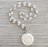 MOTHER OF PEARL NECKLACE WITH ROSE PENDANT-20"