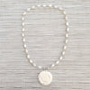 MOTHER OF PEARL NECKLACE WITH ROSE PENDANT-20"
