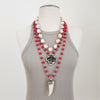 RED CORAL NECKLACE W/ ROSE PENDANT-24IN