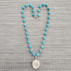 HOWLITE (10MM) NECKLACE WITH LOTUS PENDANT-24"