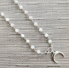 MOTHER OF PEARL (6MM) NECKLACE WITH CRESCENT MOON PENDANT-20"