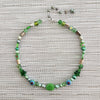 GREEN COLORED MIXED BEAD NECKLACE-16"