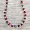 HOT PINK TIGERS EYE NECKLACE-36"