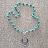 TURQUOISE (6MM) NECKLACE WITH GODDESS PENDANT-16"