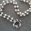 WHITE PEARL (8MM) NECKLACE WITH 925 ROSE-29"