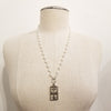 WHITE ONYX (6MM) NECKLACE WITH FLEUR D'ISLE CROSS-24"
