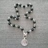 BLACK ONYX (8MM) NECKLACE WITH ST. BENEDICT MEDALLION-16"