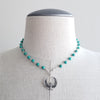 TURQUOISE (6MM) NECKLACE WITH GODDESS PENDANT-16"